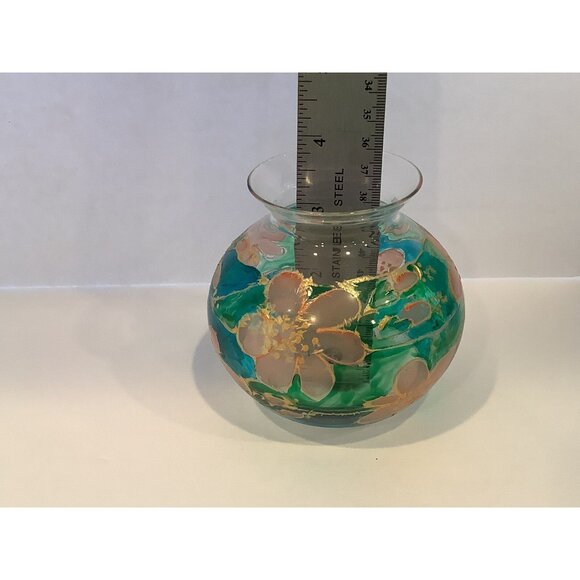 RCR Royal Crystal Rock Vase 24% Pbo Crystal Bowl Vase Hand Painted Flowers - Picture 7 of 8